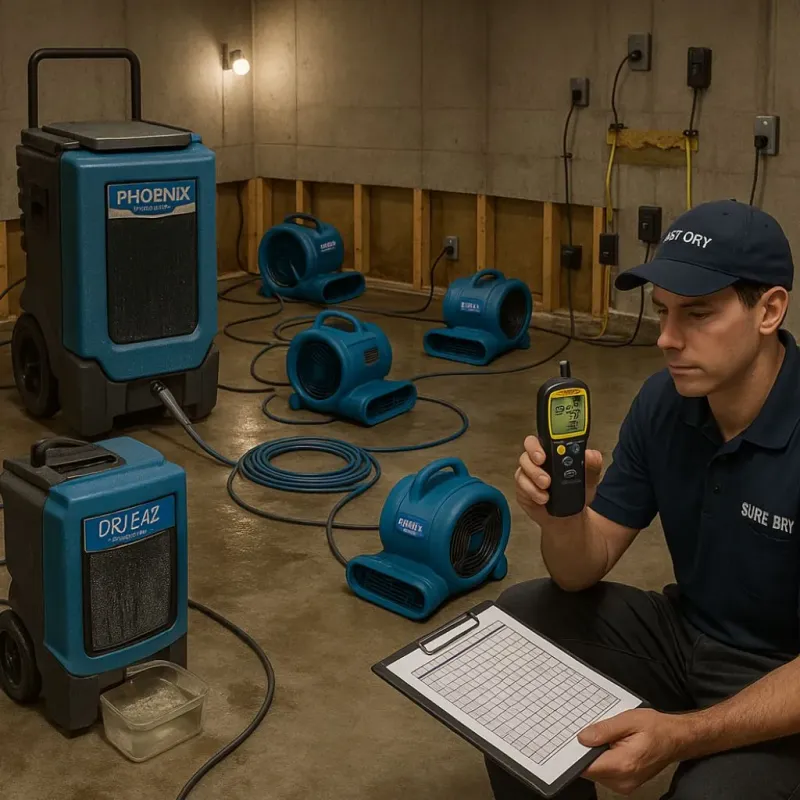 Structural Drying and Dehumidification process in Bylas, AZ